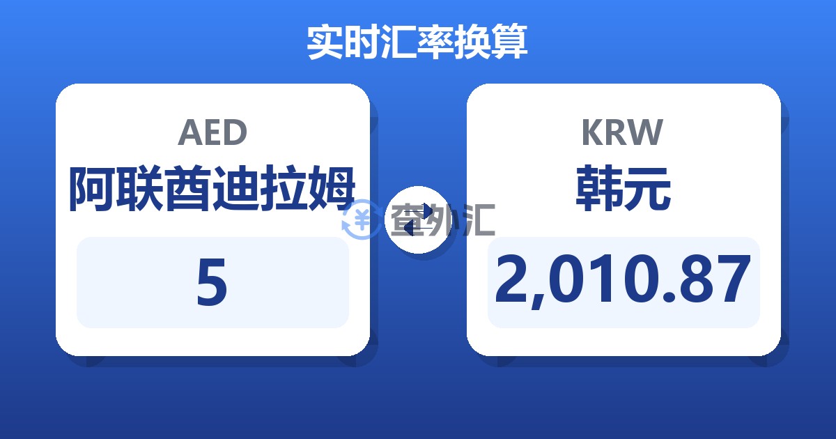 5阿联酋迪拉姆兑韩元
