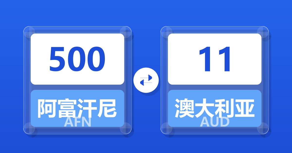 500阿富汗尼兑澳大利亚元