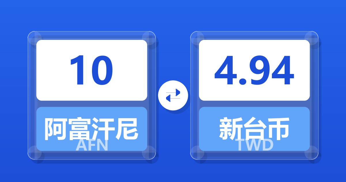 10阿富汗尼兑新台币
