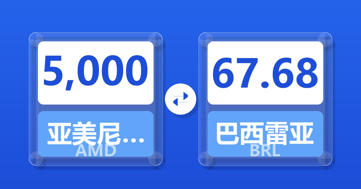 5,000亚美尼亚德拉姆兑巴西雷亚尔