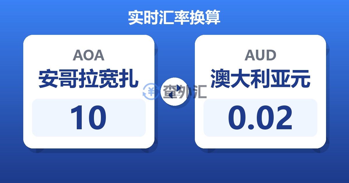 10安哥拉宽扎兑澳大利亚元