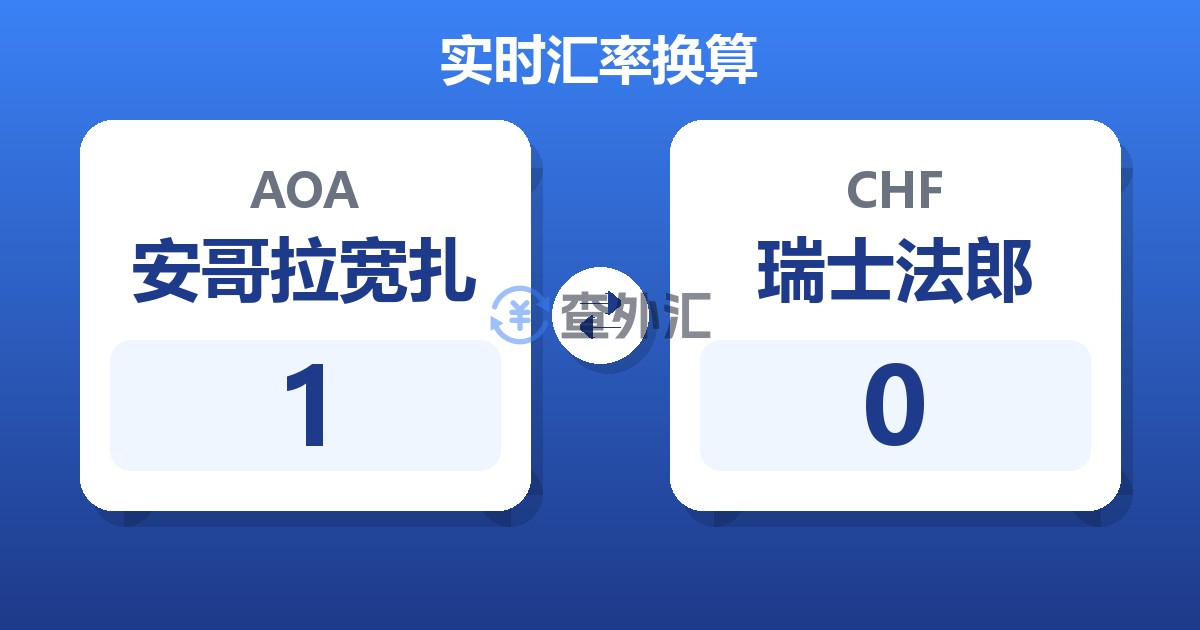 1安哥拉宽扎兑瑞士法郎