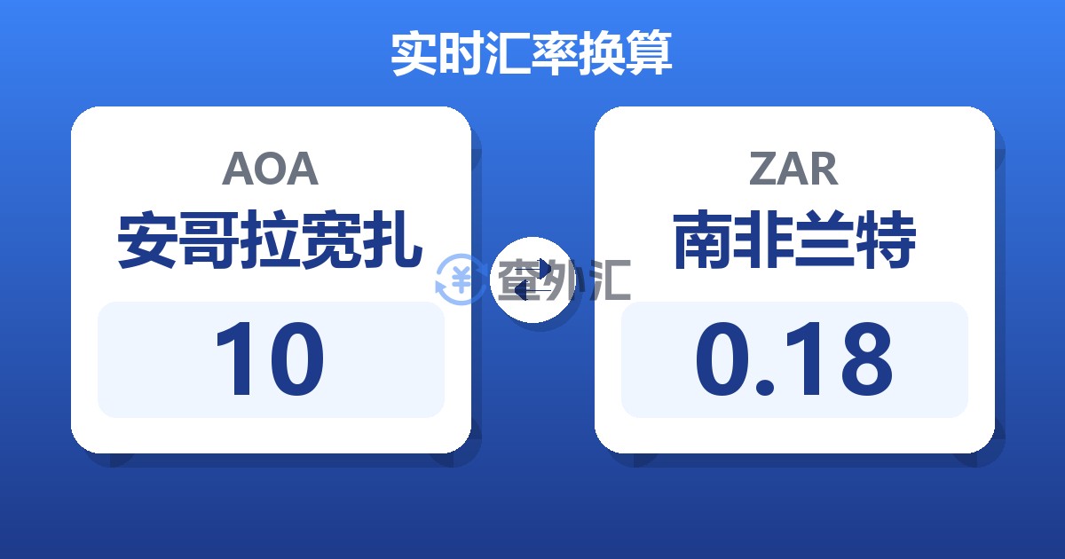 10安哥拉宽扎兑南非兰特