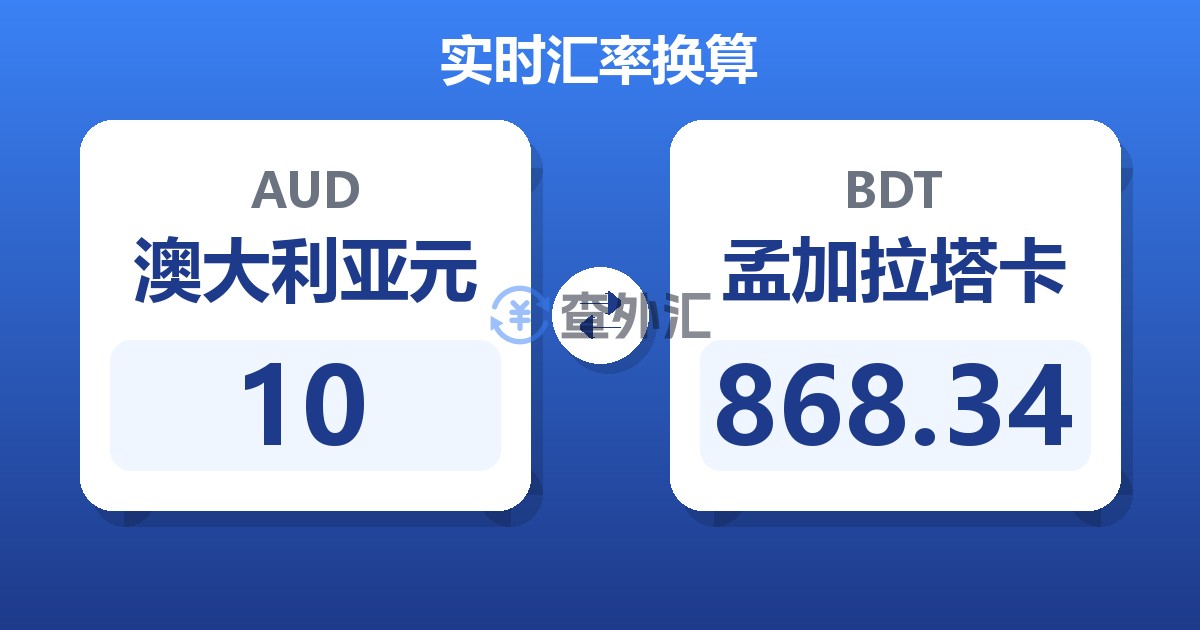 10澳大利亚元兑孟加拉塔卡