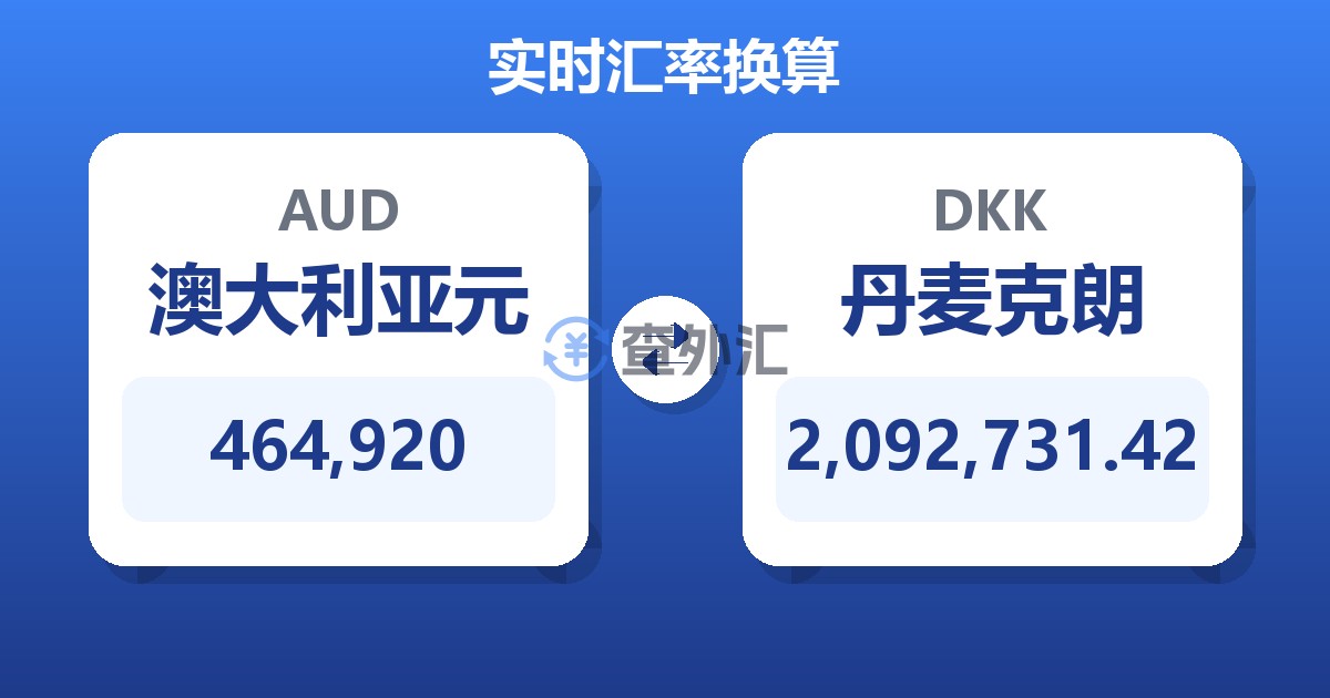 464,920澳大利亚元兑丹麦克朗