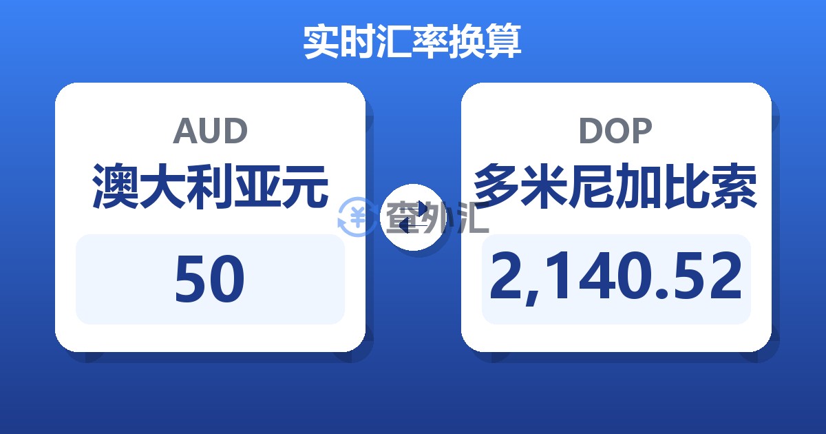 50澳大利亚元兑多米尼加比索
