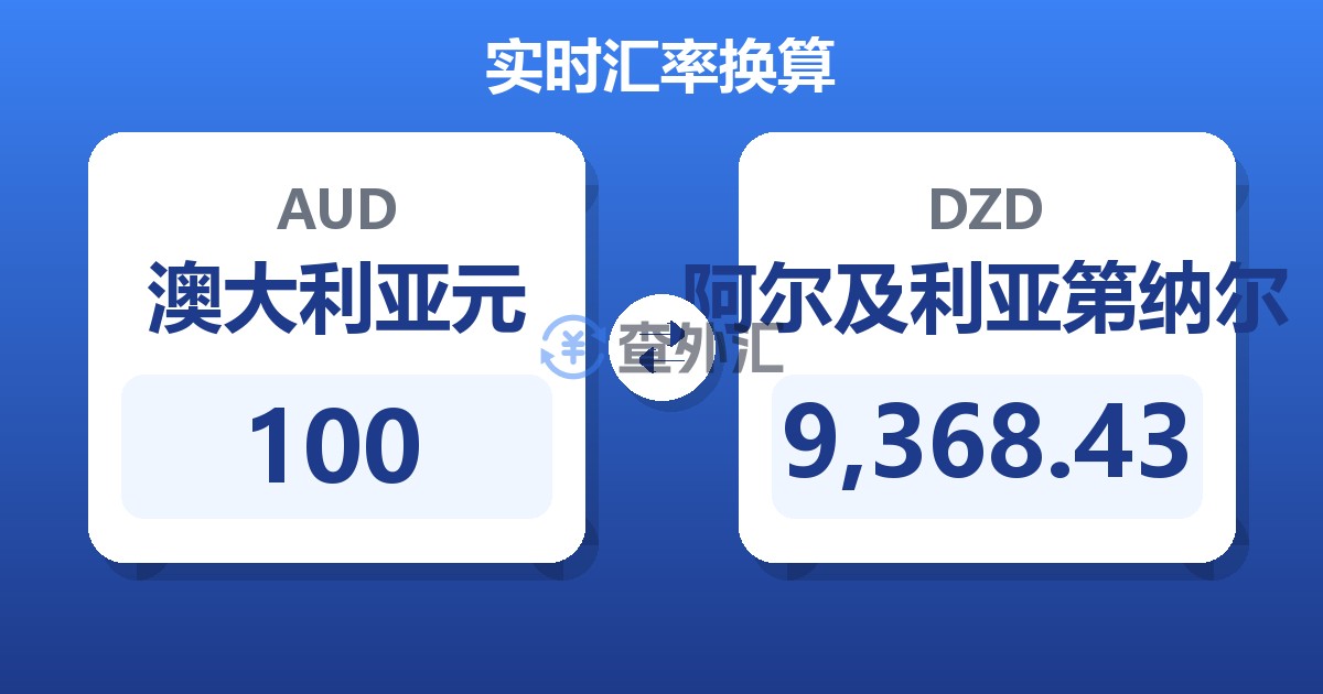 100澳大利亚元兑阿尔及利亚第纳尔