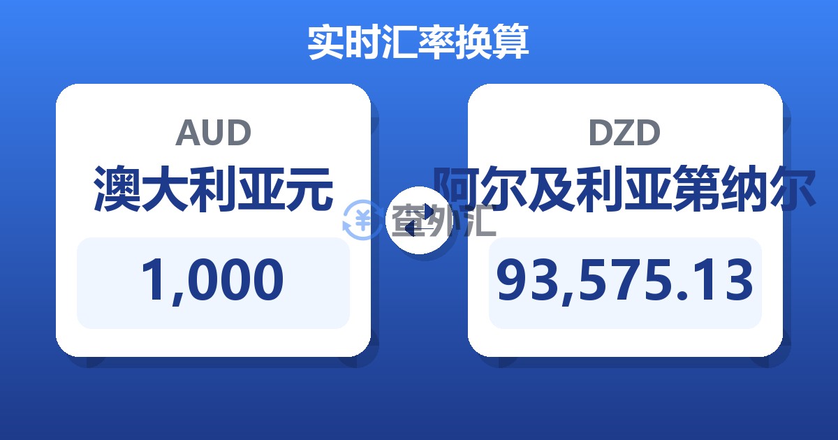 1,000澳大利亚元兑阿尔及利亚第纳尔