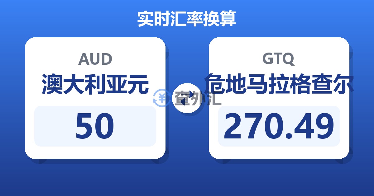 50澳大利亚元兑危地马拉格查尔