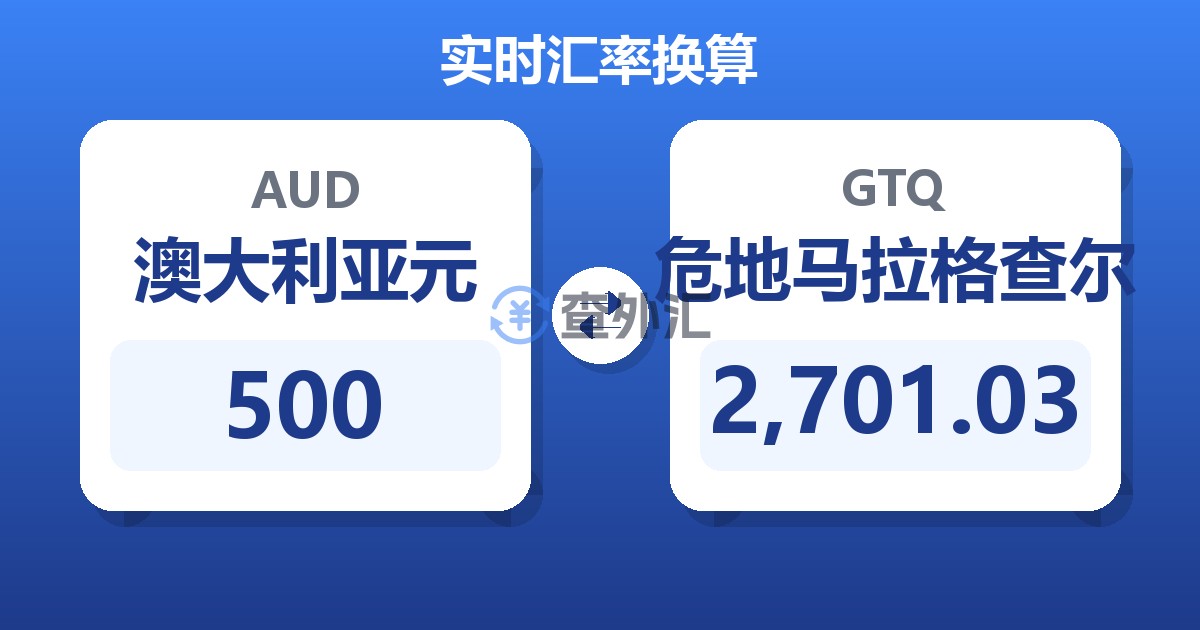 500澳大利亚元兑危地马拉格查尔