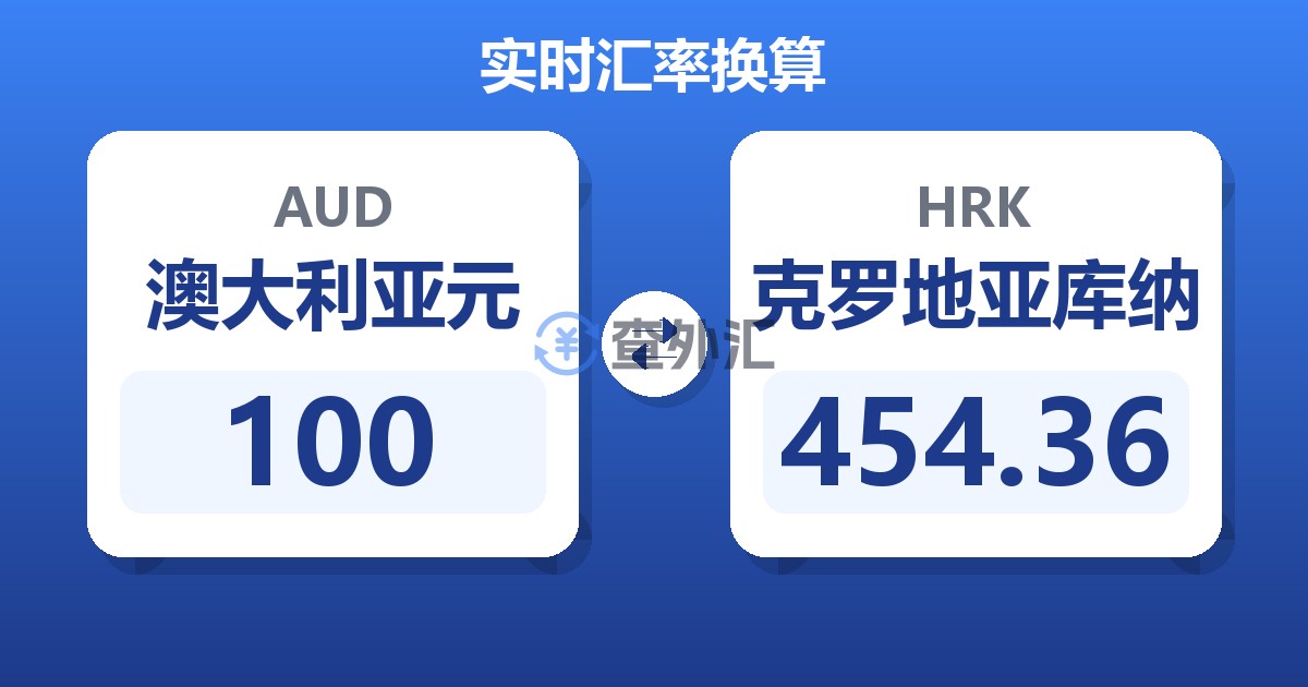 100澳大利亚元兑克罗地亚库纳