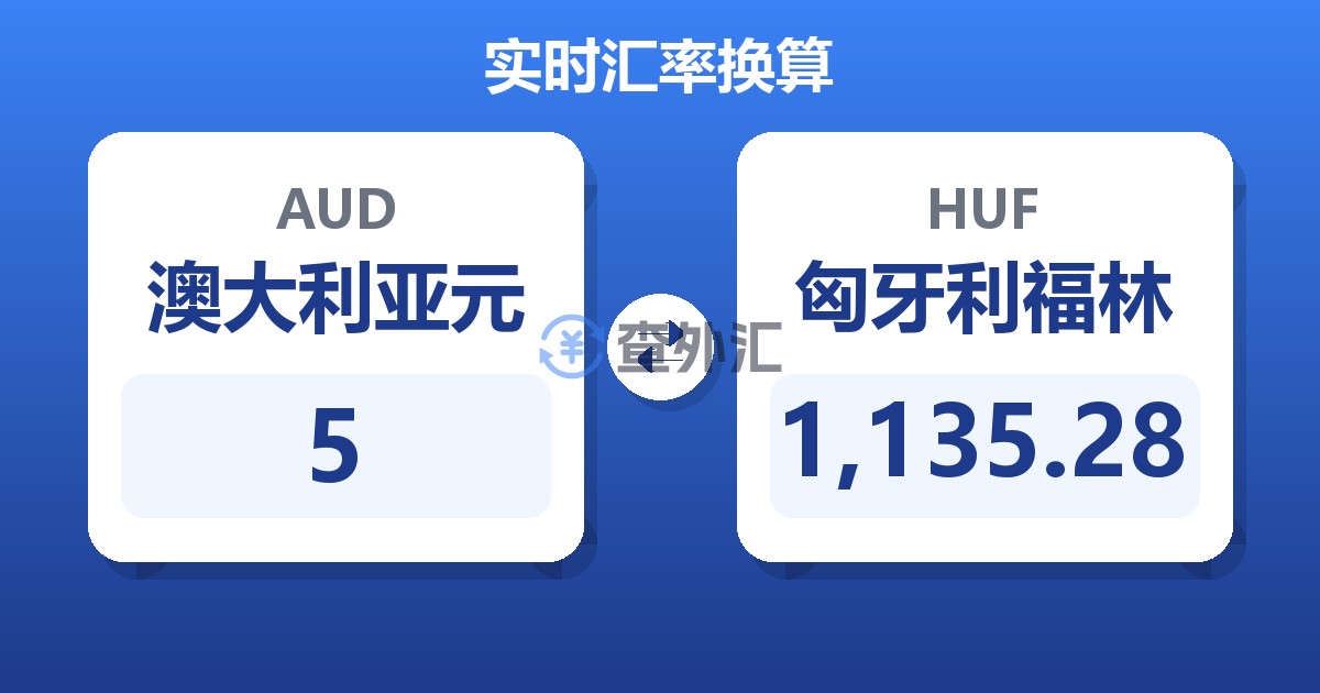 5澳大利亚元兑匈牙利福林