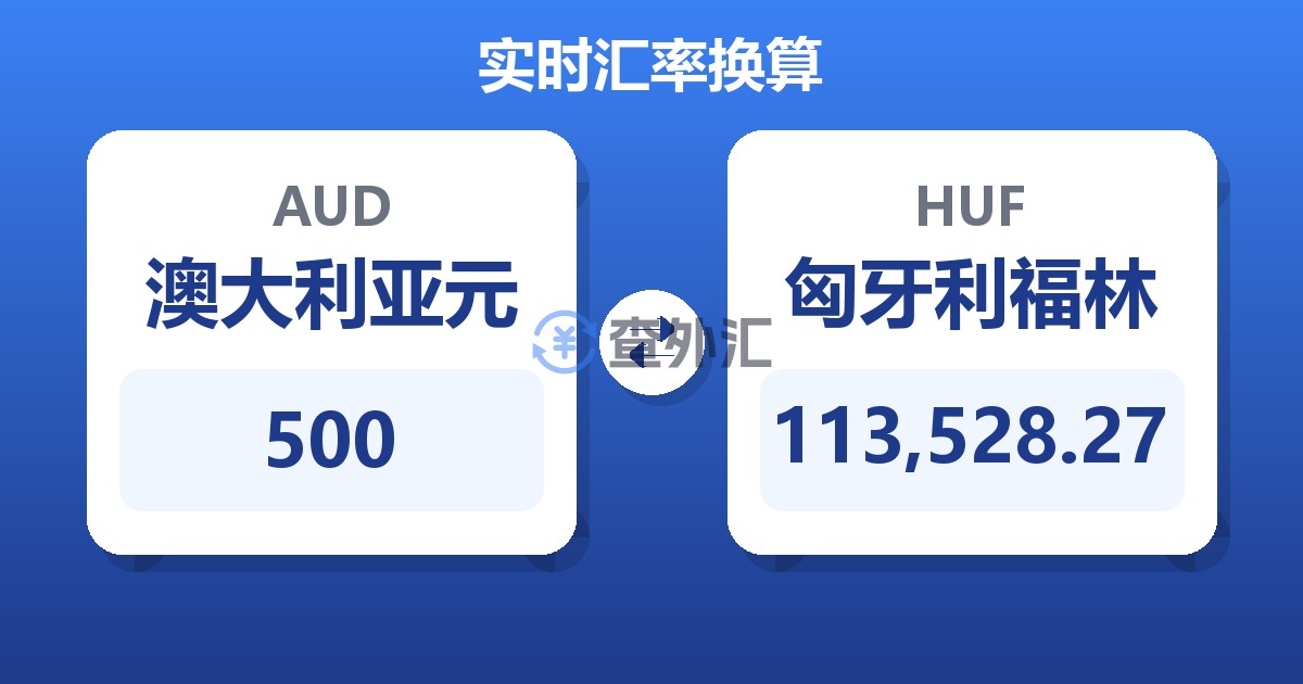 500澳大利亚元兑匈牙利福林