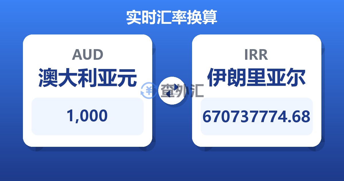 1,000澳大利亚元兑伊朗里亚尔