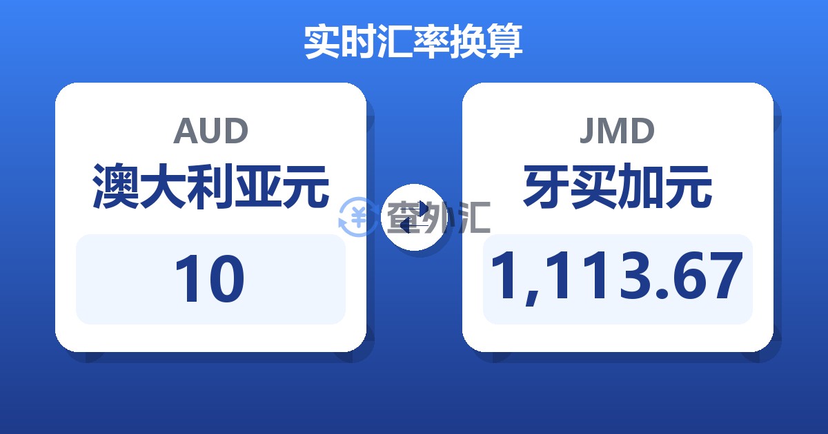 10澳大利亚元兑牙买加元