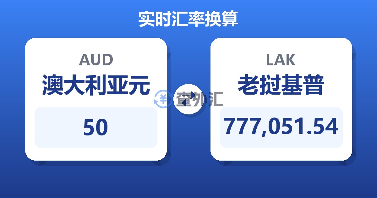 50澳大利亚元兑老挝基普