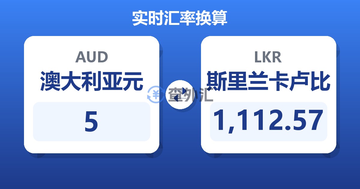 5澳大利亚元兑斯里兰卡卢比