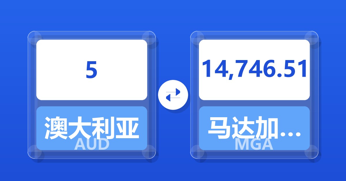 5澳大利亚元兑马达加斯加阿里亚里