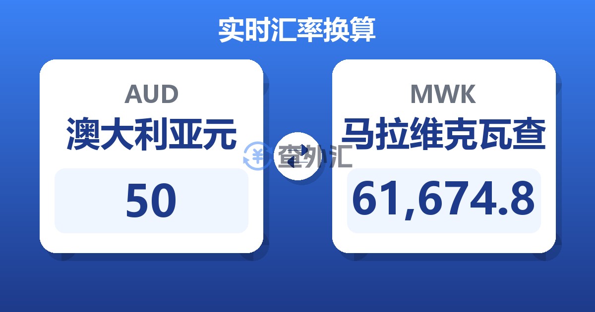50澳大利亚元兑马拉维克瓦查