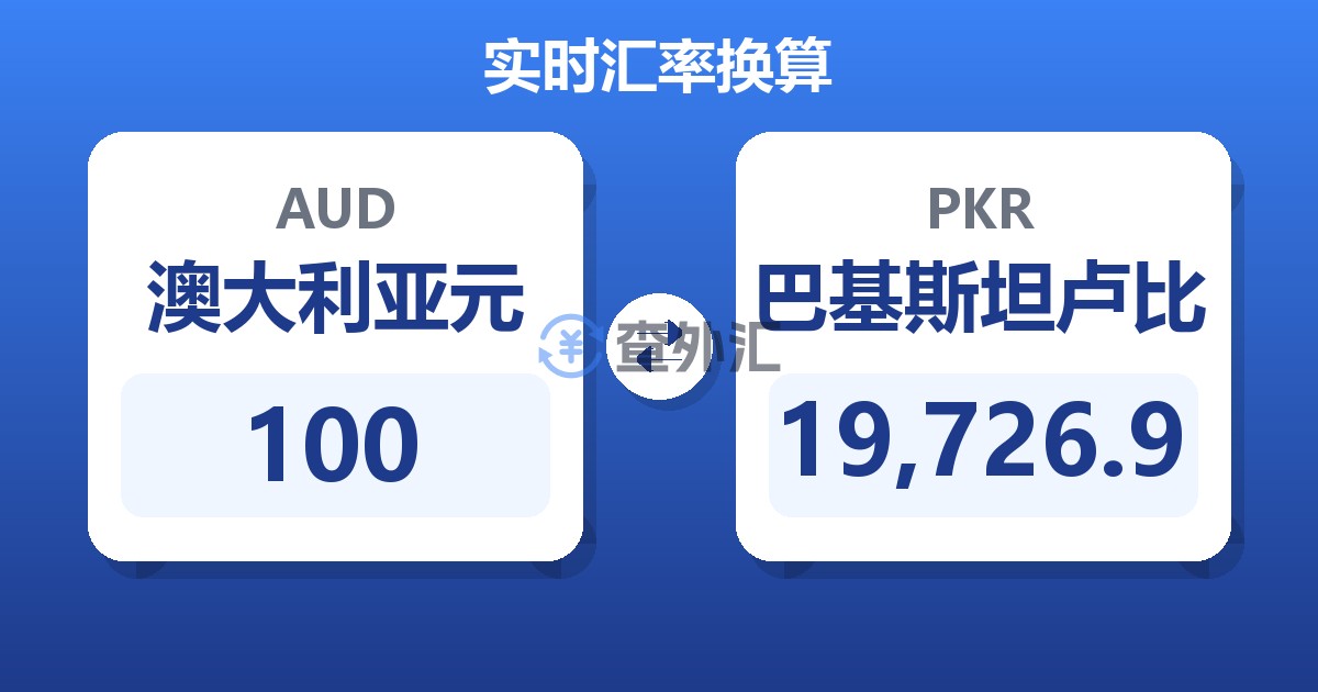 100澳大利亚元兑巴基斯坦卢比