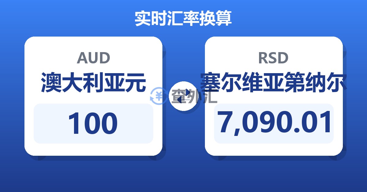 100澳大利亚元兑塞尔维亚第纳尔
