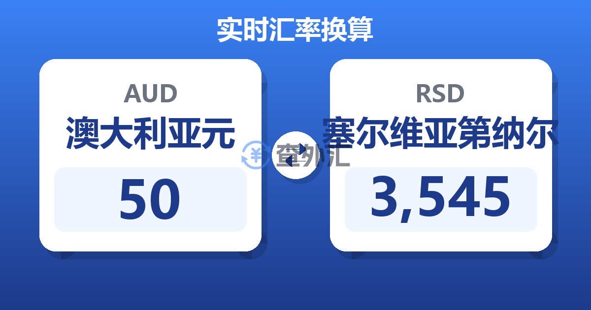 50澳大利亚元兑塞尔维亚第纳尔