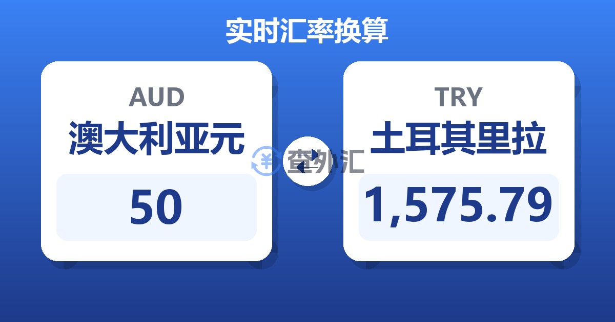 50澳大利亚元兑土耳其里拉