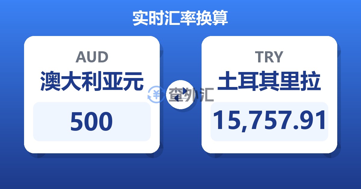 500澳大利亚元兑土耳其里拉