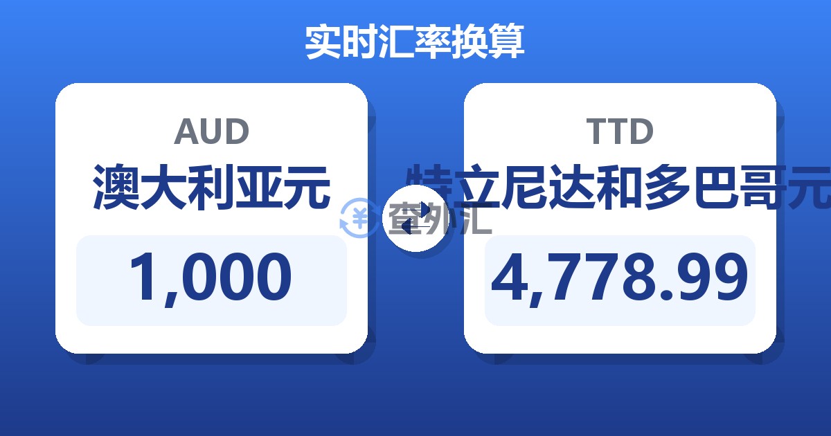 1,000澳大利亚元兑特立尼达和多巴哥元