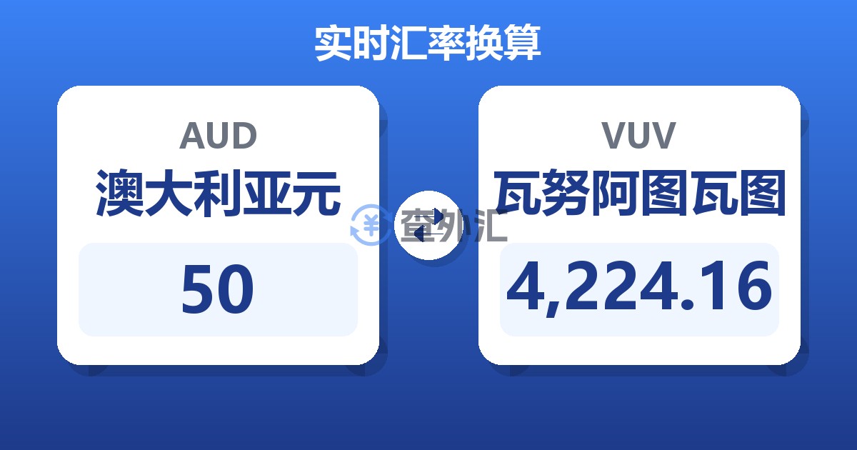 50澳大利亚元兑瓦努阿图瓦图