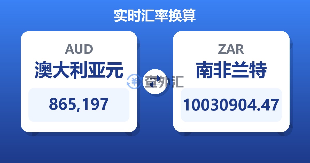 865,197澳大利亚元兑南非兰特