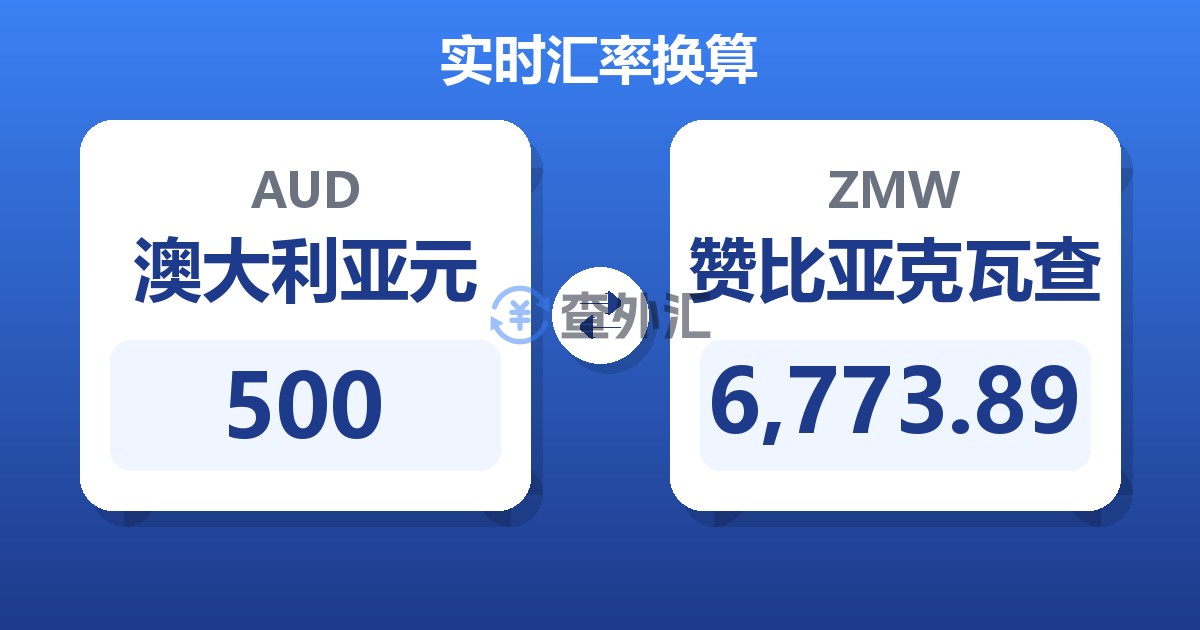 500澳大利亚元兑赞比亚克瓦查