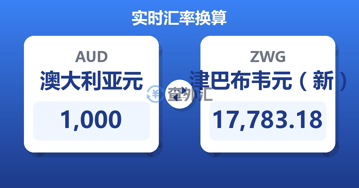1,000澳大利亚元兑津巴布韦元（新）