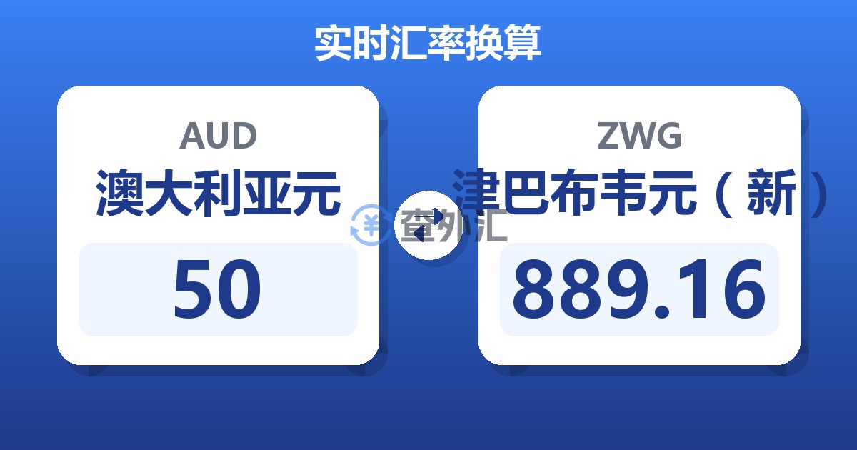 50澳大利亚元兑津巴布韦元（新）