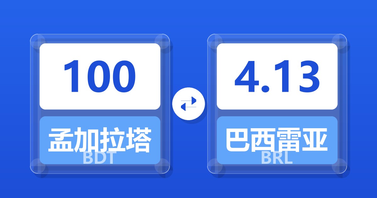 100孟加拉塔卡兑巴西雷亚尔