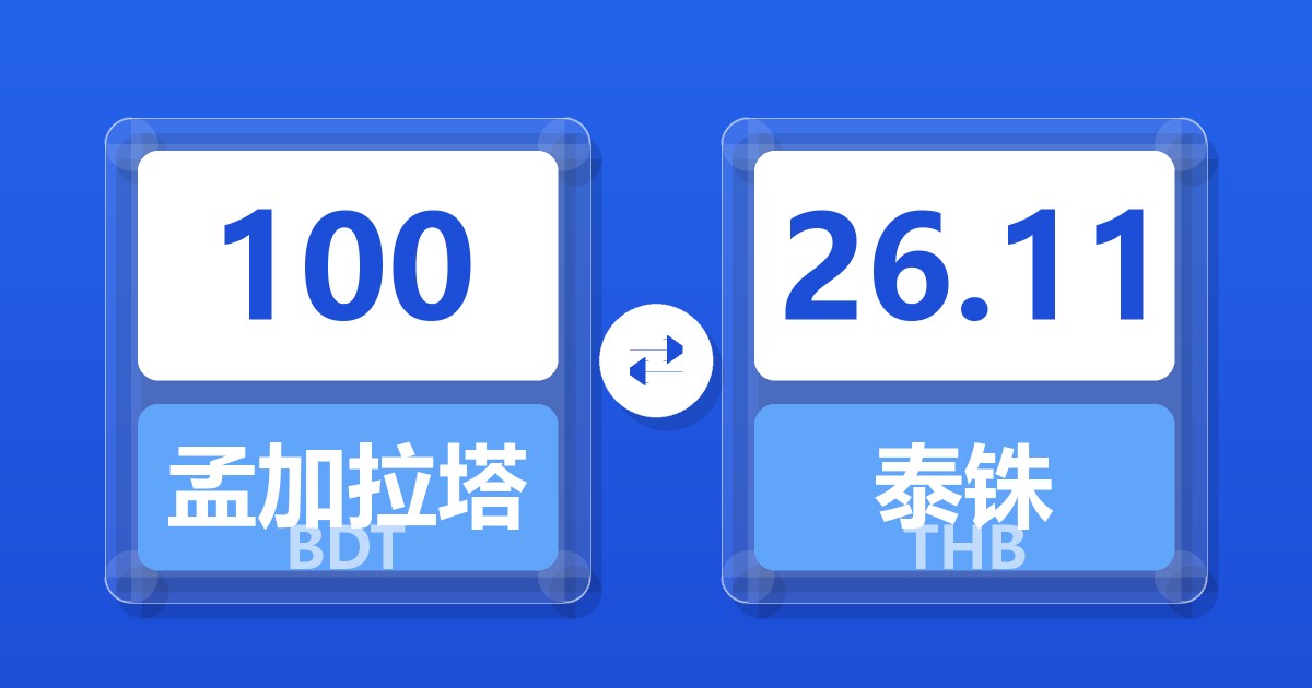 100孟加拉塔卡兑泰铢