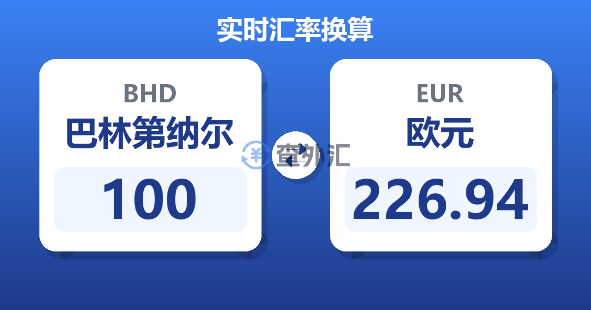 100巴林第纳尔兑欧元