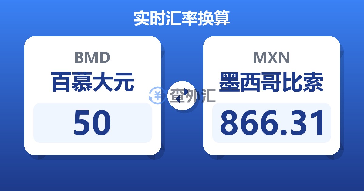 50百慕大元兑墨西哥比索