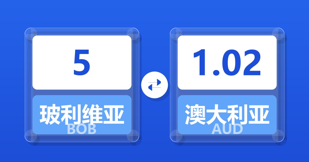 5玻利维亚诺兑澳大利亚元