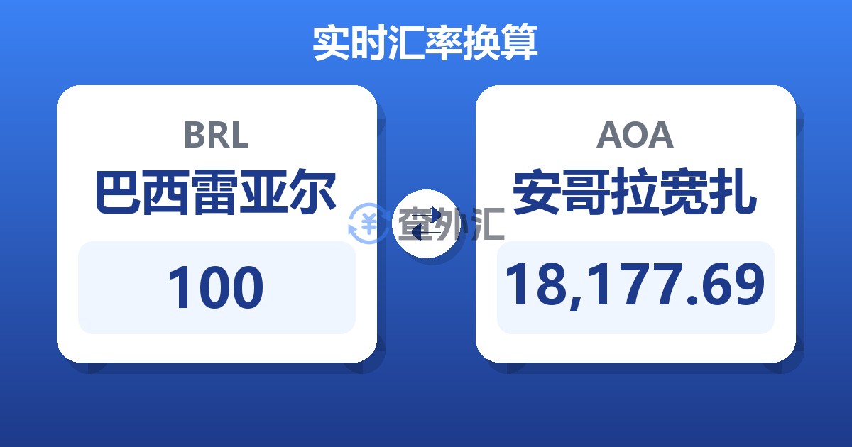 100巴西雷亚尔兑安哥拉宽扎