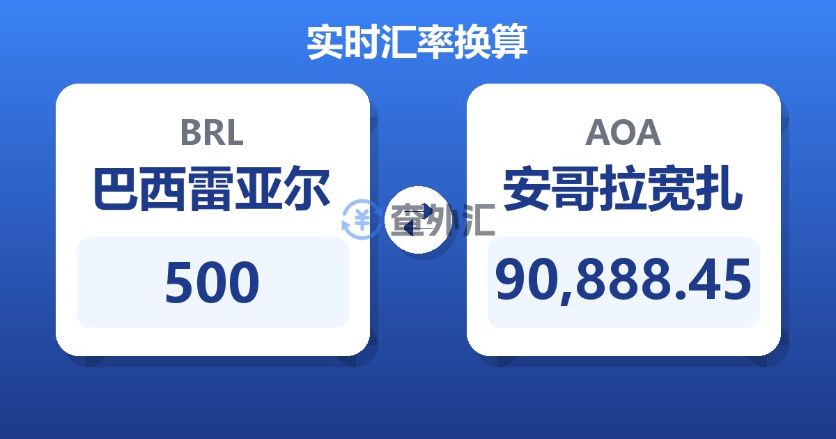 500巴西雷亚尔兑安哥拉宽扎