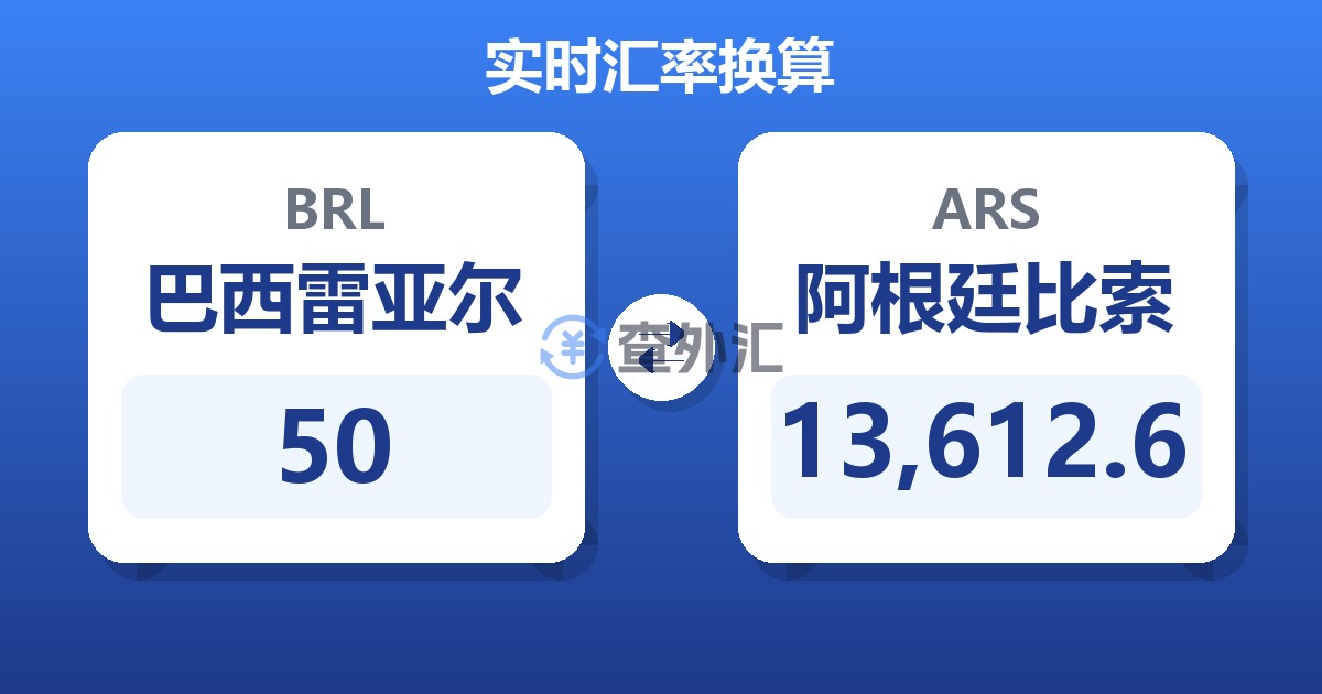 50巴西雷亚尔兑阿根廷比索