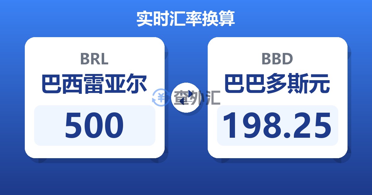 500巴西雷亚尔兑巴巴多斯元