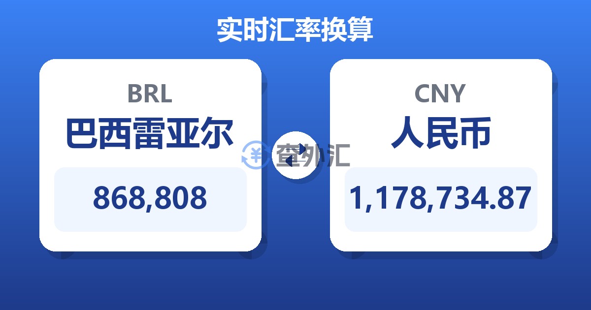 868,808巴西雷亚尔兑人民币