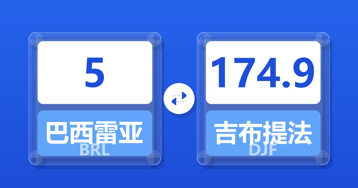 5巴西雷亚尔兑吉布提法郎
