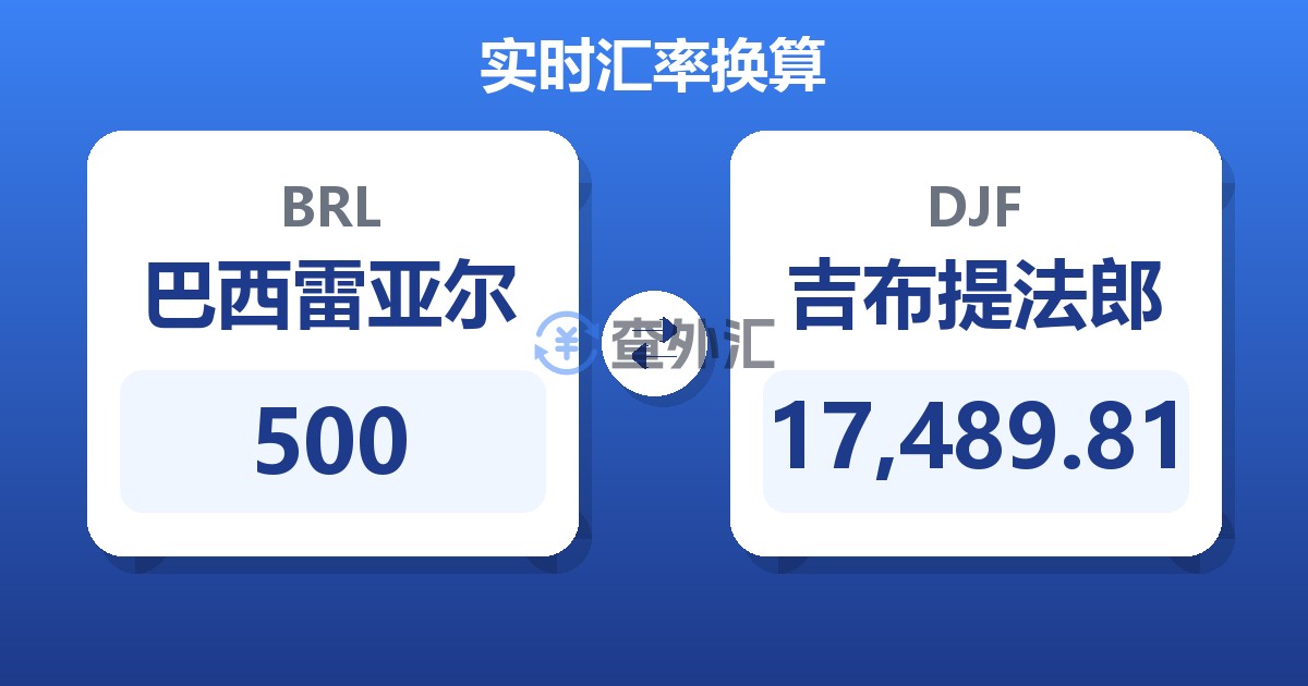 500巴西雷亚尔兑吉布提法郎