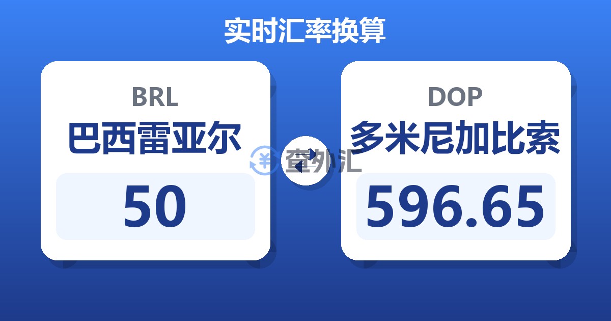 50巴西雷亚尔兑多米尼加比索