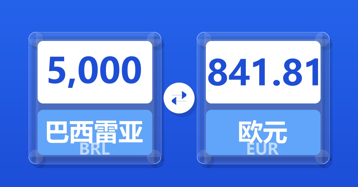 5,000巴西雷亚尔兑欧元