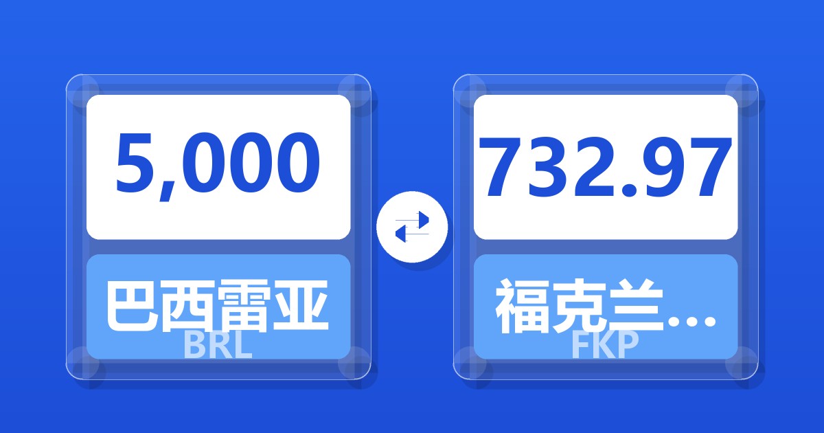 5,000巴西雷亚尔兑福克兰群岛镑