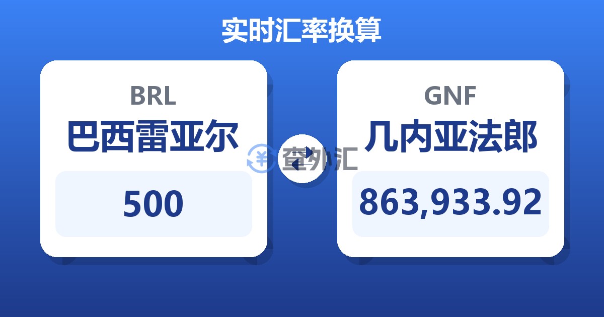 500巴西雷亚尔兑几内亚法郎